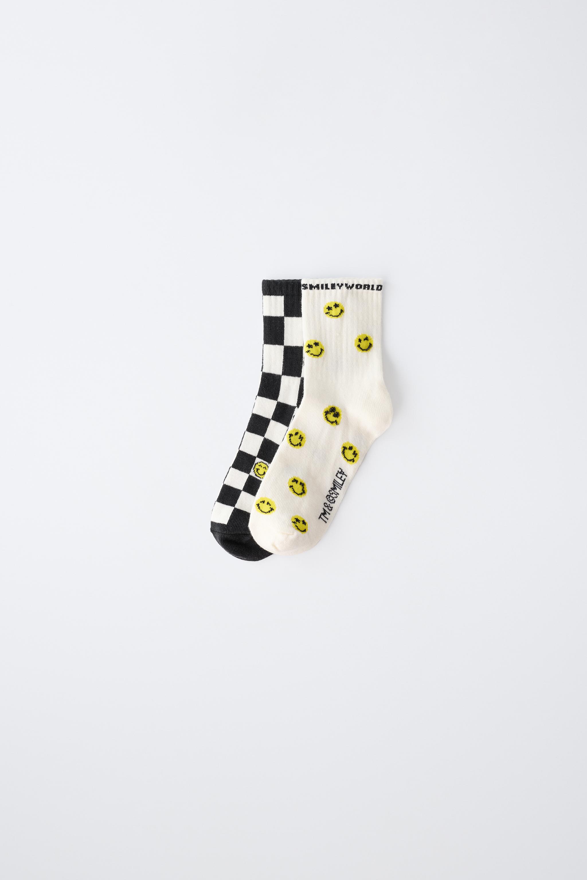 TWO-PACK OF SMILEYWORLD ® CHECKERED MID-CALF SOCKS